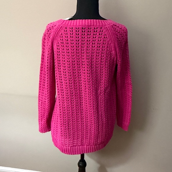 Talbots Pink Open Knit Sweater Petite Medium NWT. 100% cotton - Picture 5 of 7